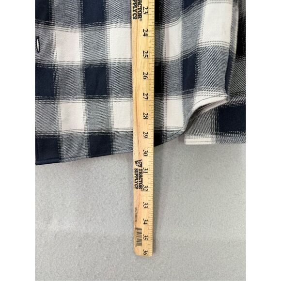 Theory Mens Blue White Check Flannel Long Sleeve Button Up Shirt Size Large - Picture 4 of 7
